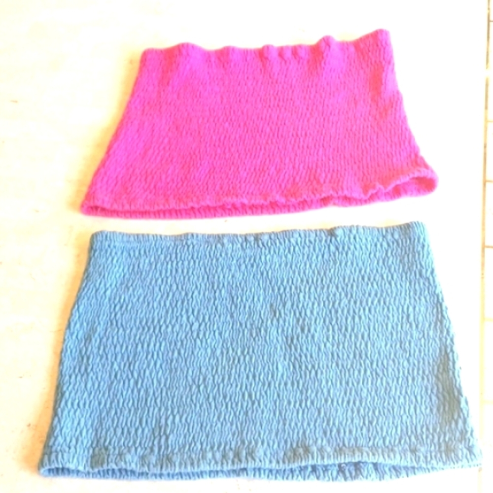 Vintage women's " tube tops"....set of 2.. blue & pink, one size,full of stretch